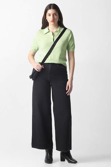 Van Heusen Woman Formal Tops, Women Green Solid Formal Polo Neck Top ...