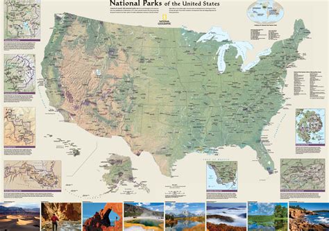 National Parks of The United States Wall Map by National Geographic ...