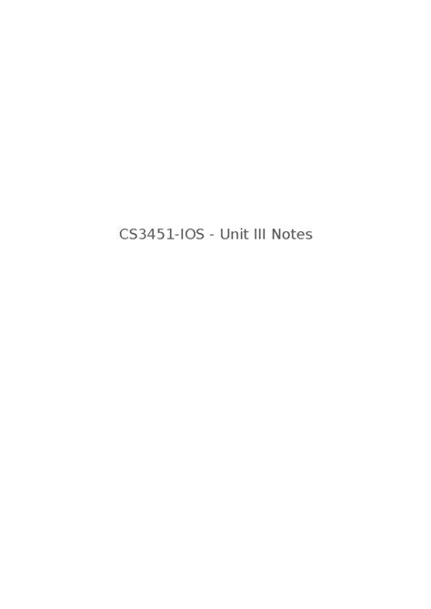 CS3451: Unit III Notes on Operating Systems - Memory Management ...