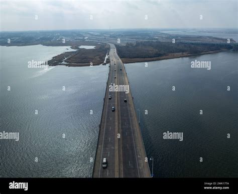 Aerial view of Victory Bridge, a highway bridge in the U.S. state of ...