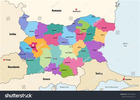 Vector Map Bulgaria Provinces Neighbouring Countries Stock Vector (Royalty Free) 1835185030 ...