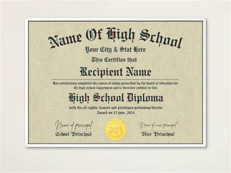 Editable High School Diploma Template, Diploma Replica Template ...