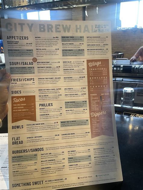 Menu at City Brew Hall pub & bar, Wahpeton