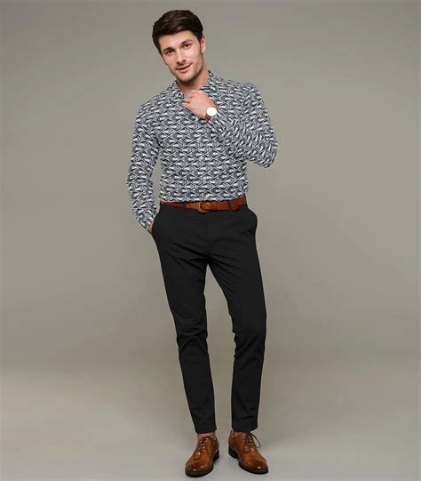 Black Geometric Printed Formal Shirt-Black
