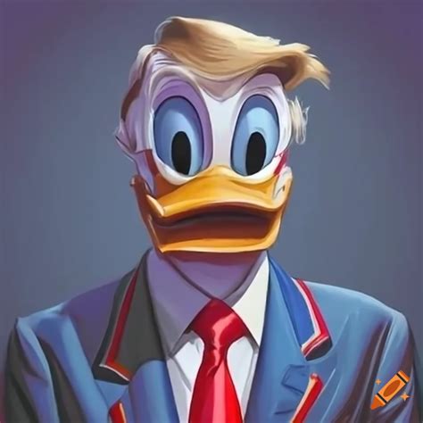 Satirical illustration of donald trump as donald duck on Craiyon
