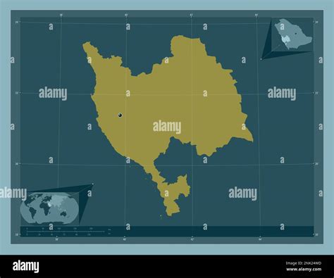 Makkah al Mukarramah, region of Saudi Arabia. Solid color shape. Corner ...