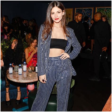 Victoria Justice Shows Glimpses of Grammys After Party Fun in Sparkly Pinstripes Suit - Lens