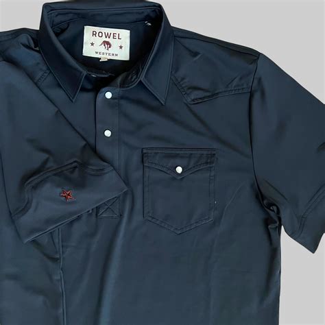 Pearl Snap Polo Navy Athletic Fit | Rowel Western – Rowel Western Wear