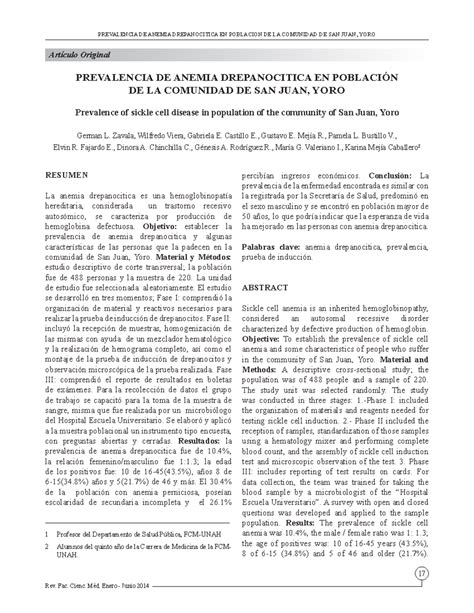 Rfcmvol 11 1 2014 4 - Química - 17 RESUMEN La anemia drepanocitica es ...