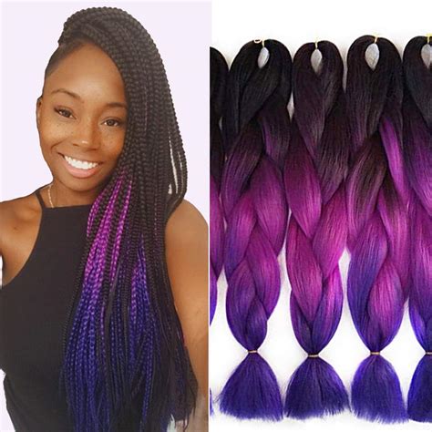 Buy Black Ombre Purple Ombre Blue: Verves Braiding Hair 5 Piece/Lot 24 ...