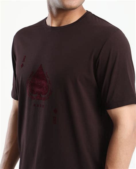 Rare Rabbit Men's Kios Dark Brown Cotton Blend Graphic Print Regular F