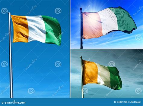 Cote D Ivoire Flag Waving on the Wind Stock Illustration - Illustration ...
