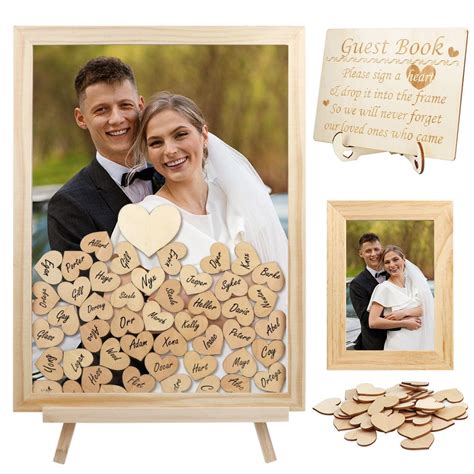 OurWarm Wedding Guest Book Alternative, Wooden Picture Frame with 80 ...