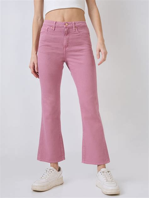Spykar Pink Boot Cut Fit High Rise Jeans For Women