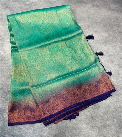 Soft Silk Saree Sapphire Colour and Stone Work with Blue Colour Pallu ...