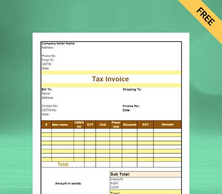 Bakery Bill Format Free Download