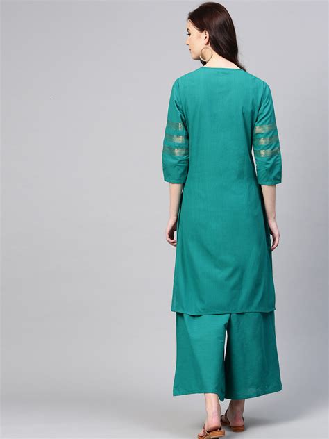Shop Green Yoke Design Kurta With Palazzos Online