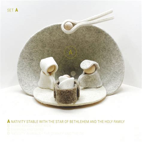 Minimalist Nativity Scene With Wooden Felt Nativity Figures in a Simple ...