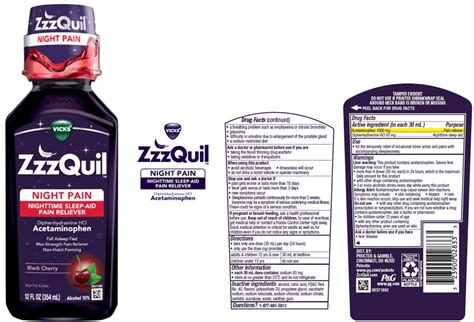 FDA Label for Vicks Zzzquil Night Pain Liquid Oral - Indications, Usage ...