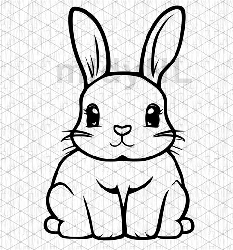 Cute Bunny Line Drawing Clipart Instant Digital Download SVG - Etsy