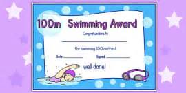 10m Swimming Certificate (teacher made) - Twinkl