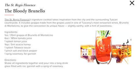 St. Regis Bloody Mary recipe book with signature red cocktail