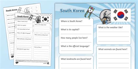 South Korea Fact File Template, South Korea, Asia