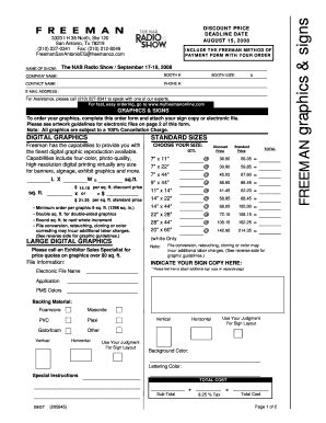 Fillable Online Graphics & Signs Order Form - Freeman Fax Email Print ...