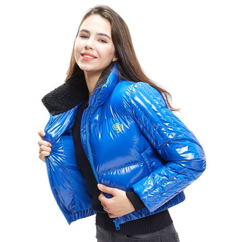 Womens Down jacket Glossy Look cropped style for the Winter | Winter ...