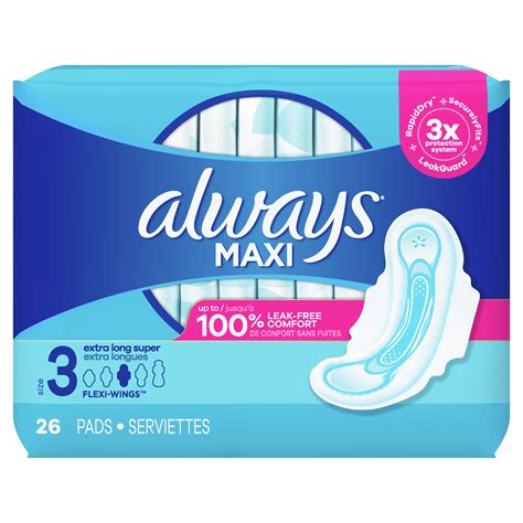 Always Maxi Pads with Wings, Super Absorbency, Extra Long, Unscented ...