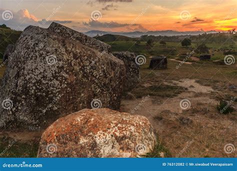 Plain of jars stock photo. Image of stone, tourist, cemetery - 76312082