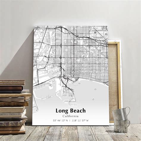 Long Beach City Map Print, Long Beach California Map Poster, USA City ...