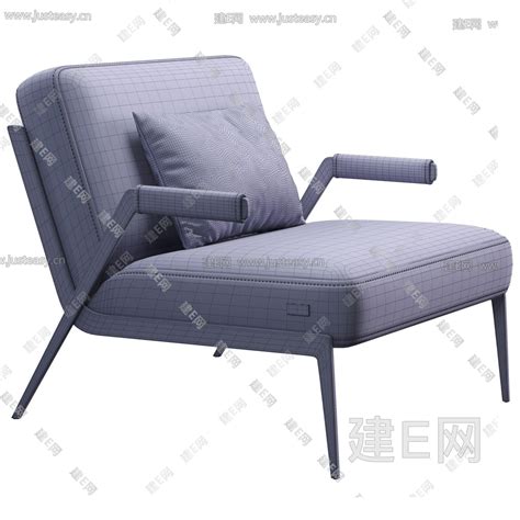 现代布艺休闲椅模型素材-现代白色布艺扶手椅模型-三维家模型素材库