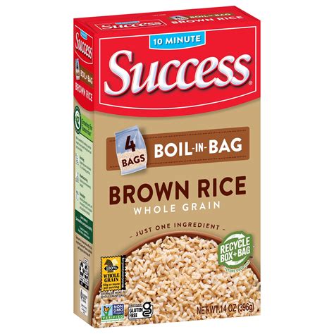 Success Boil-in-Bag Rice, Precooked Brown Rice, 4 Bags per Box, 14 oz ...