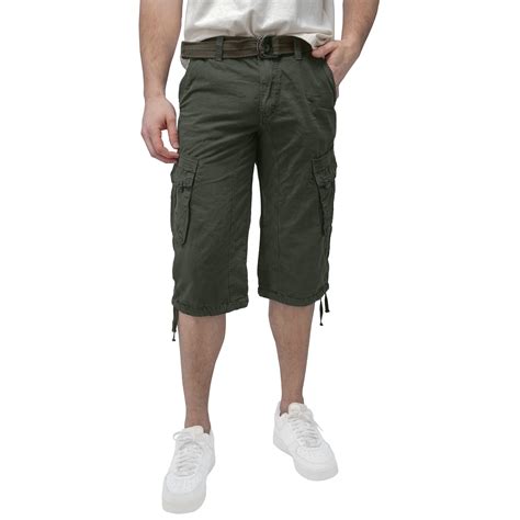 X RAY JEANS Mens Belted 18" Inseam Below Knee Long Cargo Shorts ...