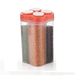 Buy Rufous Airtight Transparent Plastic Lock Food Storage 4 Section ...