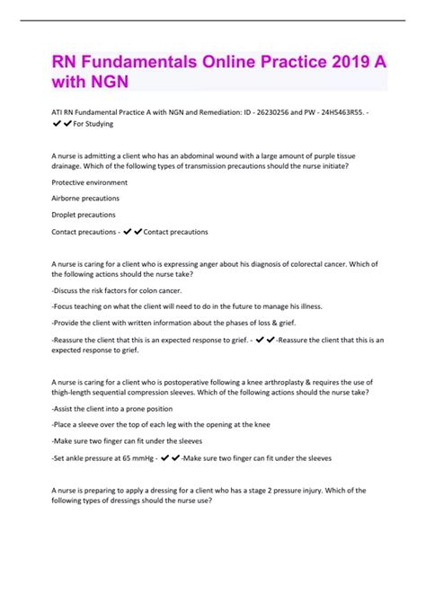 RN Fundamentals Online Practice 2019 A with NGN Questions and Answers ...
