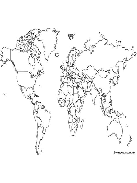 Blank World Map With Countries 02 A4 | PDF