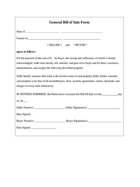 printable blank bill of sale form