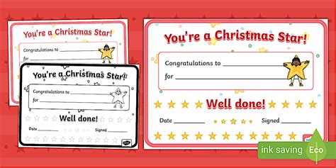 Christmas Star Certificate (teacher made) - Twinkl