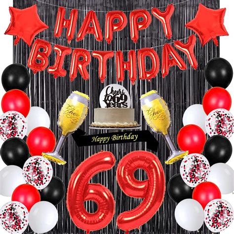 santonila Red 69th Birthday Decorations Happy India | Ubuy