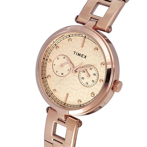 Timex Fashion Women's Rose Gold Dial Round Case Day Date Function Watc ...