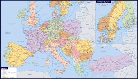 Large detailed railways map of Europe | Europe | Mapsland | Maps of the World