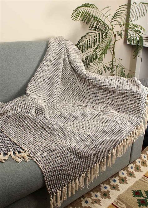 Get Basic Fringed Hem Self Design Grey Throw at ₹ 1599 | LBB Shop