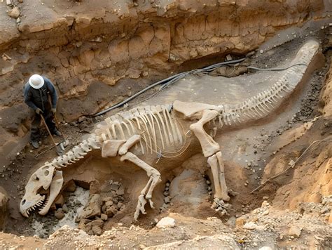 Premium Photo | Dinosaur fossils excavation paleontology in action