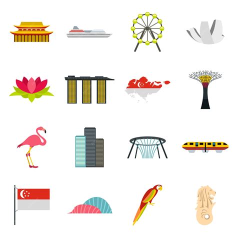Premium Vector | Singapore icons set