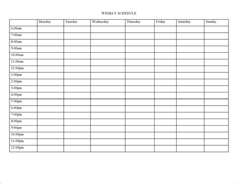 Free Printable Weekly Schedule 的图像结果
