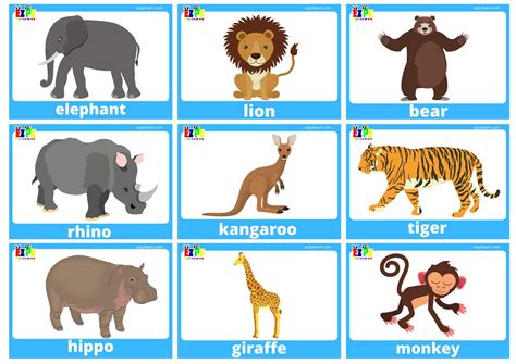 Wild Animal Flashcards With Words use online or free PDF download ...