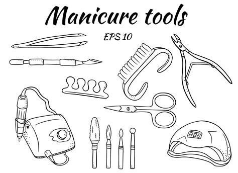 A set of manicure tools. Tools for hardware manicure and pedicure ...