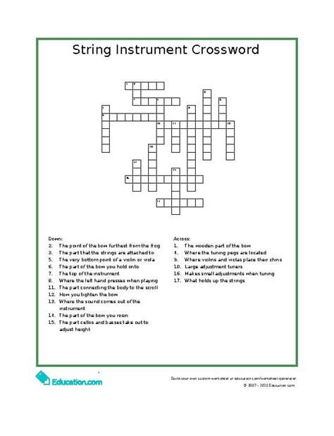 String Instrument Crossword by Clay Rogers | TPT